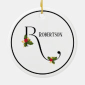 Holiday Monogram Letter R Persoonlijk Keramisch Ornament (Achterkant)