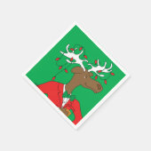 Holiday Moose Cocktail Napkin Servet (Hoek)