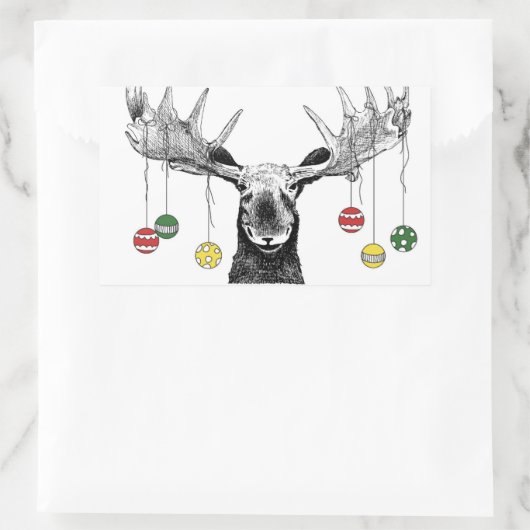 Holiday Moose Rechthoekige Sticker (Tas)