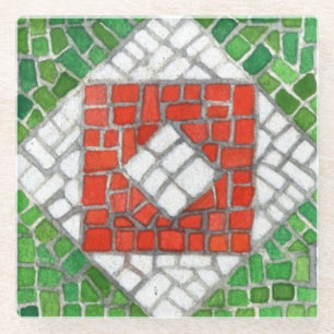 HOLIDAY MOSAIC Glass Beverage Coaster Glazen Onderzetter