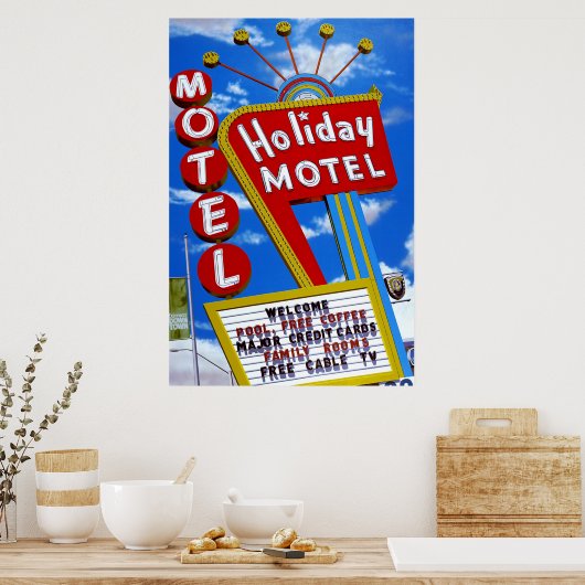 Holiday Motel Las Vegas Retro Poster (Keuken)