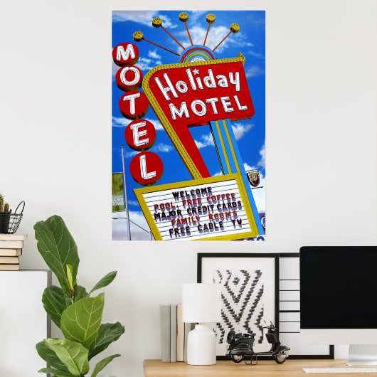 Holiday Motel Las Vegas Retro Poster (Thuiskantoor)
