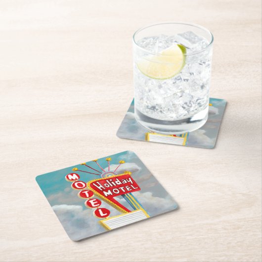 Holiday Motel Sign Kartonnen Onderzetters (Insitu)