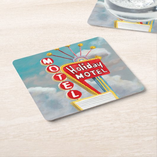 Holiday Motel Sign Kartonnen Onderzetters (Schuin)
