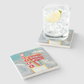 Holiday Motel Sign Stenen Onderzetter (Zijkant)