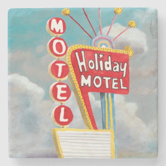 Holiday Motel Sign Stenen Onderzetter (Voorkant)
