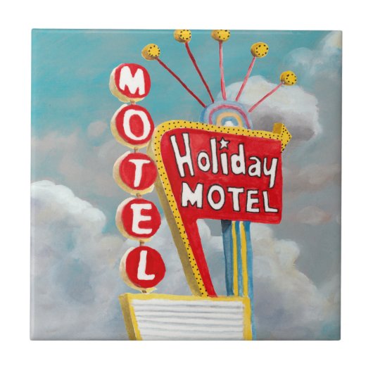 Holiday Motel Sign Tegeltje (Voorkant)