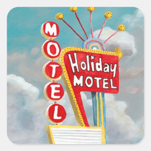Holiday Motel Sign Vierkante Sticker (Voorkant)