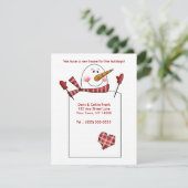 HOLIDAY MOVING CARD Change of Address Snowman Feestdagenkaart (Staand voorkant)