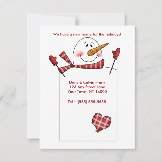 HOLIDAY MOVING CARD Change of Address Snowman Feestdagenkaart (Voorkant)