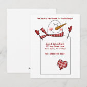 HOLIDAY MOVING CARD Change of Address Snowman Feestdagenkaart (Voorkant / Achterkant)