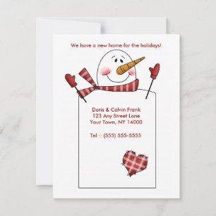 HOLIDAY MOVING CARD Change of Address Snowman Feestdagenkaart
