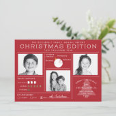 Holiday Newsletter Infographic Funny Kerstmis Feestdagenkaart (Staand voorkant)