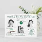 Holiday Newsletter Infographic Funny Kerstmis Kaart (Staand voorkant)