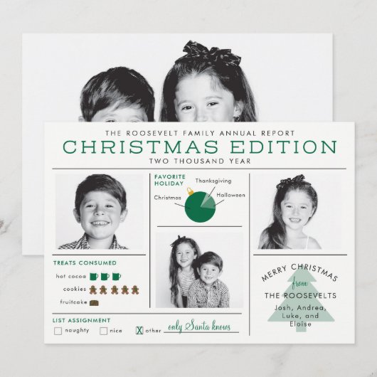 Holiday Newsletter Infographic Funny Kerstmis Kaart (Voorkant / Achterkant)