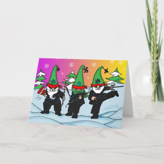 Holiday Ninja Elves Wenskaart Feestdagen Kaart (Voorkant)