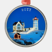 Holiday Nubble Lighthouse Metal Ornament (Voorkant)