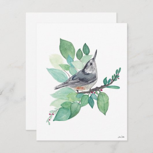 Holiday Nuthatch Bird Feestdagenkaart (Voorkant / Achterkant)