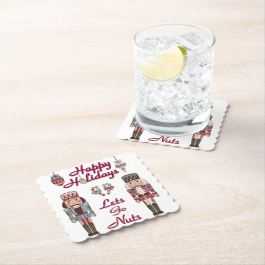 Holiday Nutkraker Lets Go Nuts Kartonnen Onderzetters (Insitu)