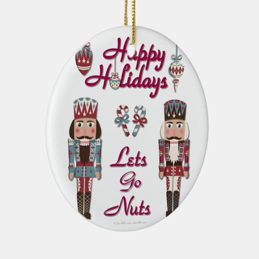 Holiday Nutkraker Lets Go Nuts Keramisch Ornament (Rechts)