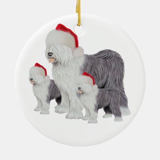 Holiday Old English Sheepdog Circle Ornament (Achterkant)