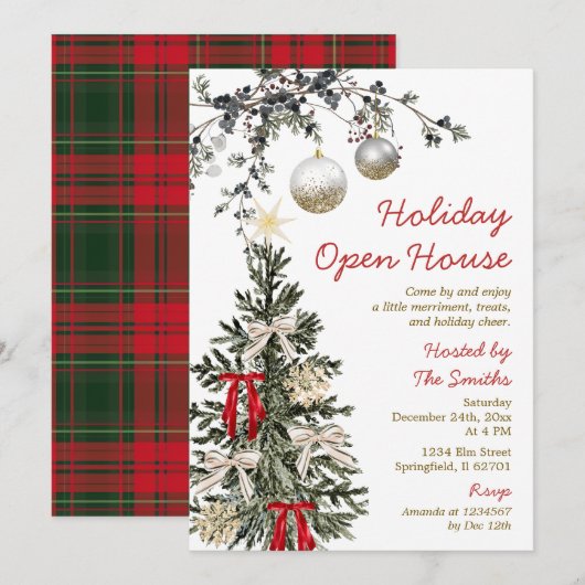 Holiday Open House Christmas Tree Holiday Party Kaart (Voorkant / Achterkant)