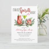 Holiday Open House Feestelijke Kerstcocktails Kaart (Staand voorkant)