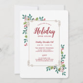 Holiday Open House Festive Floral Lijst Kaart (Voorkant)