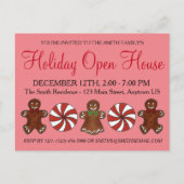 Holiday Open House Gingerbrood Cookie Peppermint Uitnodiging Briefkaart (Voorkant)