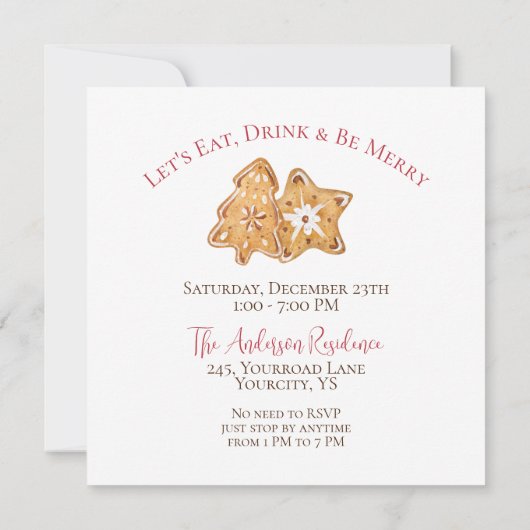 Holiday open house Gingerbrood Kerstmis Kaart (Achterkant)