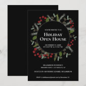 Holiday Open House hulstkrans feestelijke familie Kaart (Voorkant / Achterkant)