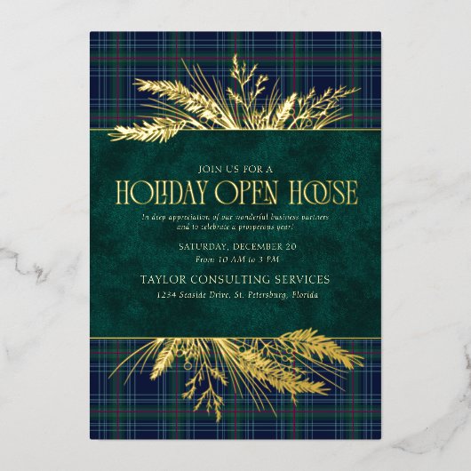 Holiday Open House Invitation Folie Uitnodiging (Voorkant)