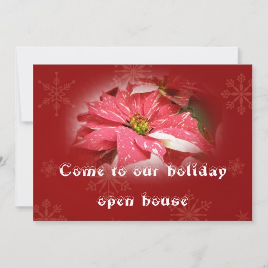Holiday OPen House Invitation - Poinsettia on Red Kaart (Voorkant)