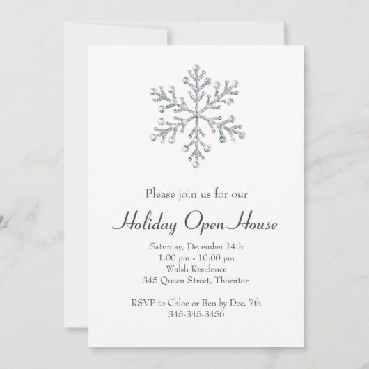 Holiday Open House met White Crystal Snowflake Kaart (Voorkant)