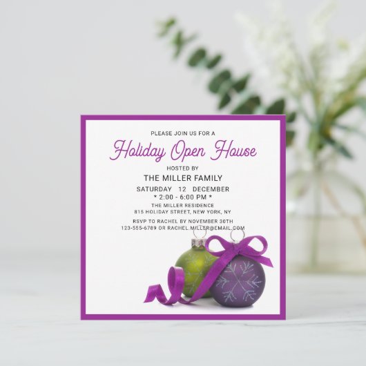 Holiday Open House Modern Minimal Kerstmis Kaart (Staand voorkant)