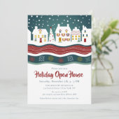 Holiday Open House Winter Kerstmis Kaart (Staand voorkant)