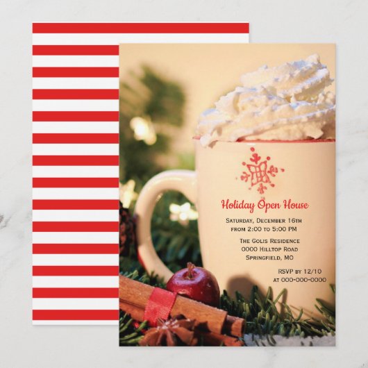 Holiday Open Huis Kerstuitnodiging Kaart (Voorkant / Achterkant)