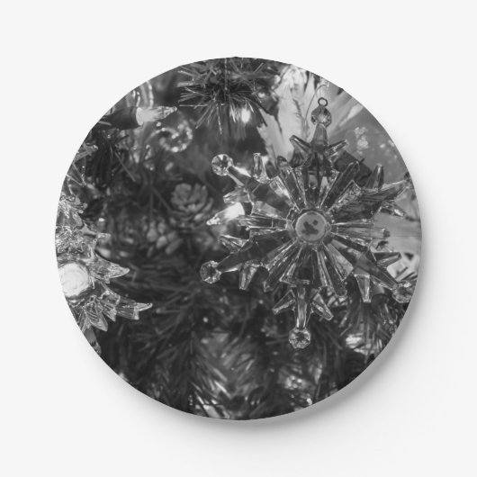 Holiday Ornaments Grayscale Papieren Bordje (Voorkant)