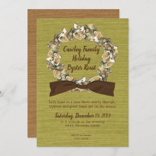 Holiday Oyster Roast Wreath Invite Kaart