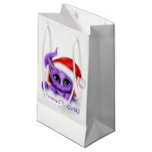 Holiday Paars Kat Meowy Kerstmis Klein Cadeauzakje (Voorkant Gekanteld)
