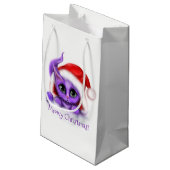 Holiday Paars Kat Meowy Kerstmis Klein Cadeauzakje (Achterkant Gekanteld)