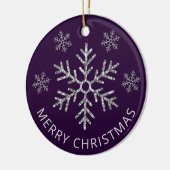 Holiday Paarse Silver Glitter Kerstmis Snowflake Keramisch Ornament (Links)