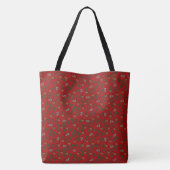 Holiday Paisley | Paisley en Holly | Rood Tote Bag (Achterkant)