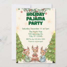 Holiday Pajama Party, reindeer and cocoa Kaart