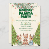 Holiday Pajama Party, reindeer and cocoa Kaart (Voorkant / Achterkant)