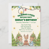 Holiday Pajama Pizza Birthday Party, reindeer Kaart (Voorkant)