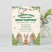 Holiday Pajama Pizza Birthday Party, reindeer Kaart (Staand voorkant)