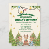 Holiday Pajama Pizza Birthday Party, reindeer Kaart (Voorkant / Achterkant)