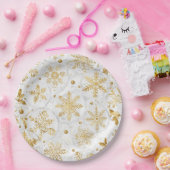 Holiday paper plate in gold and white papieren bordje (Feest)