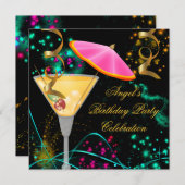 Holiday Party Colorful Cocktail Kaart (Voorkant / Achterkant)